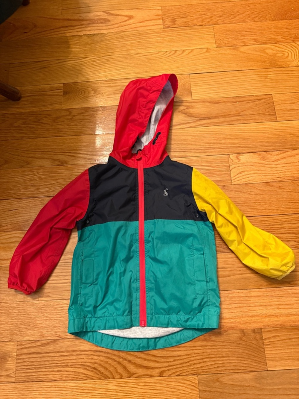 Joules Hooded Raincoat Red, Teal, Yellow & Black sz 3 years excellent condition